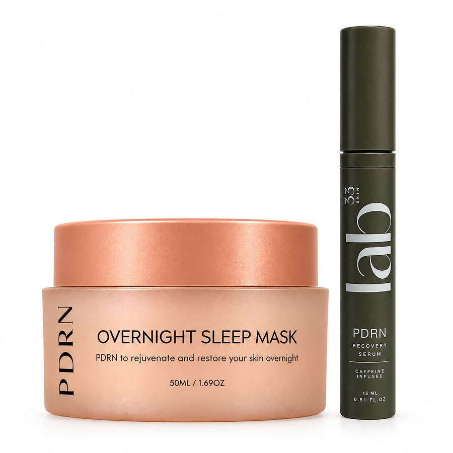 The PDRN Recovery Ritual by LAB33: PDRN Overnight Sleep Mask and PDRN Recovery Serum together